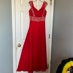 Red prom dress with sequins. Size approximately 5